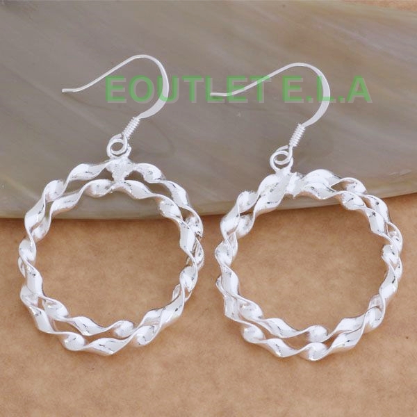 55mm DOUBLE SWIRL SILVER HOOP EARRINGS
